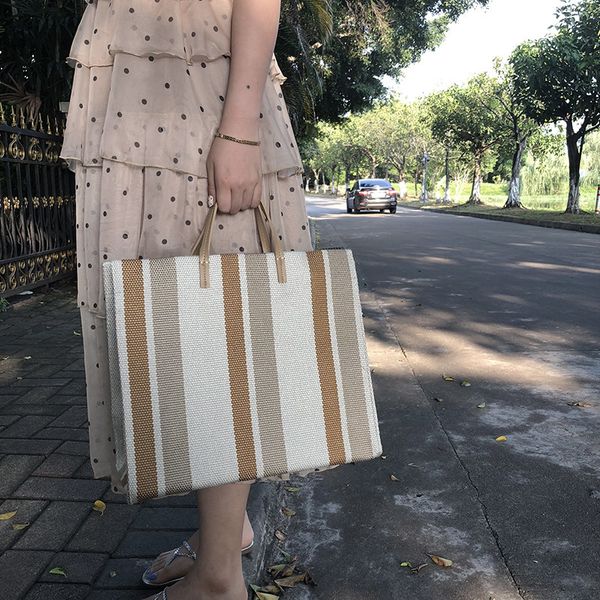 ins super summer canvas bag 2020 new style striped shoulder large capacity tote handbag
ins super summer canvas bag 2020 new style striped shoulder large capacity tote handbag