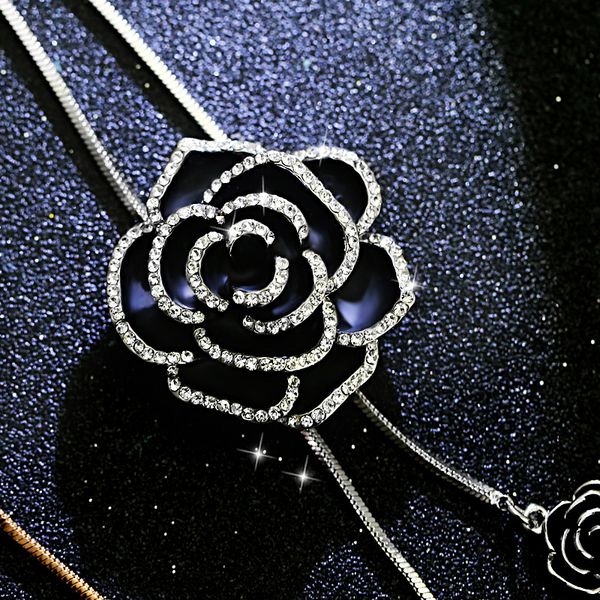 korean flower pendant necklace for women girl crystal sweater chain snake link charm trendy party females jewelry, Silver
korean flower pendant necklace for women girl crystal sweater chain snake link charm trendy party females jewelry, Silver