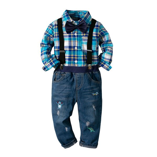 handsome boy's clothing sets children's suits boy clothes kids 3pcs cotton long sleeve plaid shirt+suspenders jeans+bow tie, White
handsome boy's clothing sets children's suits boy clothes kids 3pcs cotton long sleeve plaid shirt+suspenders jeans+bow tie, White