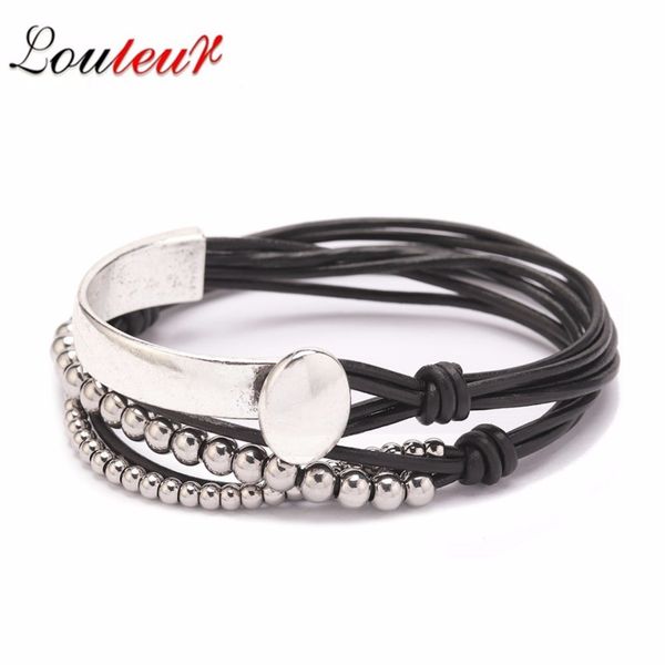 louleur punk black brown fashion multilayer genuine leather bracelets for men jewelry stainless steel beaded wrap bangles gift, Golden;silver
louleur punk black brown fashion multilayer genuine leather bracelets for men jewelry stainless steel beaded wrap bangles gift, Golden;silver