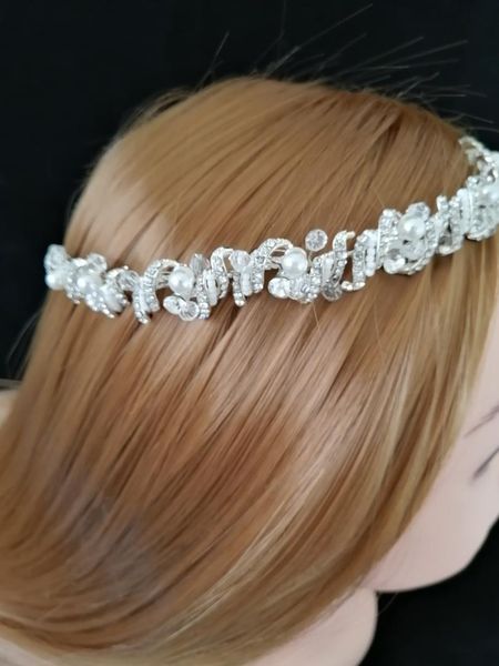 korean handicraft beads wedding tiara,superior quality crystal headbands wreath headdress bridal comb hair jewelry accessories, Golden;white