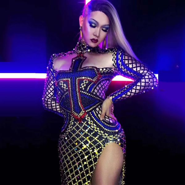 slim full drill split feather long sleeve bling dress female stage performance evening party bar nightclub dresses dt344, Black;red
slim full drill split feather long sleeve bling dress female stage performance evening party bar nightclub dresses dt344, Black;red