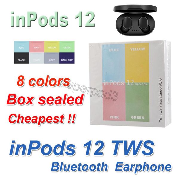 

macaron color 8 colors inpods12 tws true headphones wireless stereo inpods 12 i12 earbuds touch earphone with charging box pop up windows