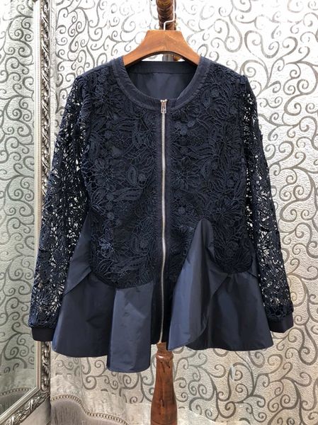 2019 early autumn new woman round neck hollow-out perspective lotus leaf pendulum zipper long sleeve 802, Black;brown
2019 early autumn new woman round neck hollow-out perspective lotus leaf pendulum zipper long sleeve 802, Black;brown
