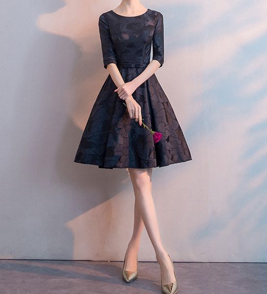 elegant black satin bridesmaid dress knee length satin mother's dresses half sleeves 2020 new arrival, Black;red
elegant black satin bridesmaid dress knee length satin mother's dresses half sleeves 2020 new arrival, Black;red