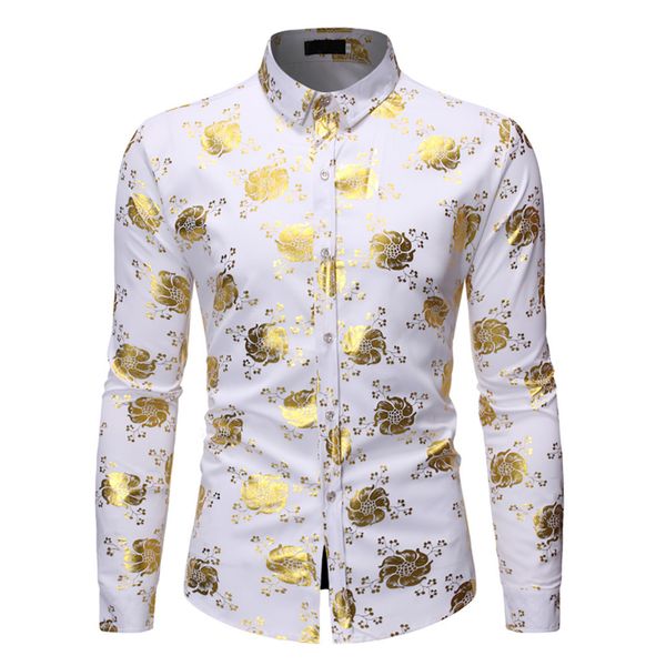 2019 autumn shirts men long sleeve beach shirt man gold stamping printed shirt slim fit casual blouse blusa masculina gh4, White;black
2019 autumn shirts men long sleeve beach shirt man gold stamping printed shirt slim fit casual blouse blusa masculina gh4, White;black
