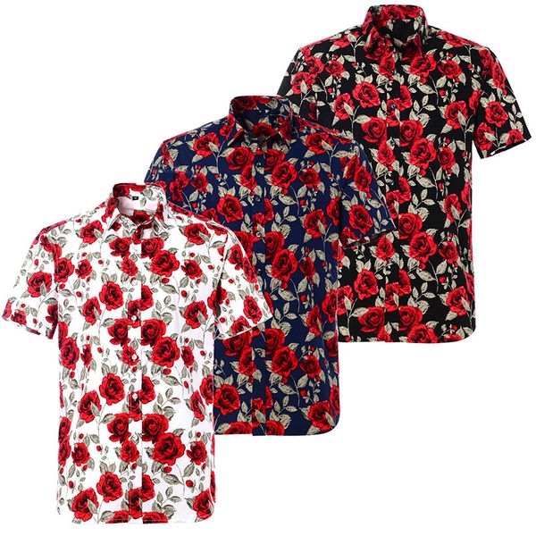 short sleeve cotton shirt men casual slim fit hawaiian holiday print beach shirt summer 2020 turn down collar plus size, White;black
short sleeve cotton shirt men casual slim fit hawaiian holiday print beach shirt summer 2020 turn down collar plus size, White;black