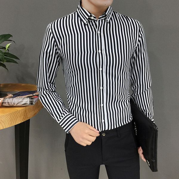 new personality vertical stripes men's long-sleeved shirt, large size fashion slim business youth casual shirt bottoming shirt, White;black
new personality vertical stripes men's long-sleeved shirt, large size fashion slim business youth casual shirt bottoming shirt, White;black