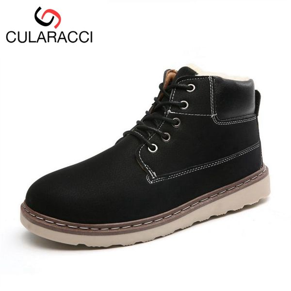 cularacci concise men snow boots winter warm plush flats ankle boots lace up solid color flats ski men shoes size 39-44, Black
cularacci concise men snow boots winter warm plush flats ankle boots lace up solid color flats ski men shoes size 39-44, Black