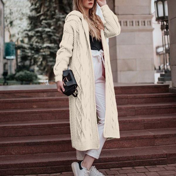 2020 casual women long sleeve hooded cardigans pattern sweater oversized loose knitted outwears maxi coat plus size s-3xl, White
2020 casual women long sleeve hooded cardigans pattern sweater oversized loose knitted outwears maxi coat plus size s-3xl, White