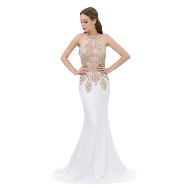 mb001 stunning halter white and gold prom dress long chiffon prom dresses 2019 lace appliques zipper up engagement dresses, Black
mb001 stunning halter white and gold prom dress long chiffon prom dresses 2019 lace appliques zipper up engagement dresses, Black