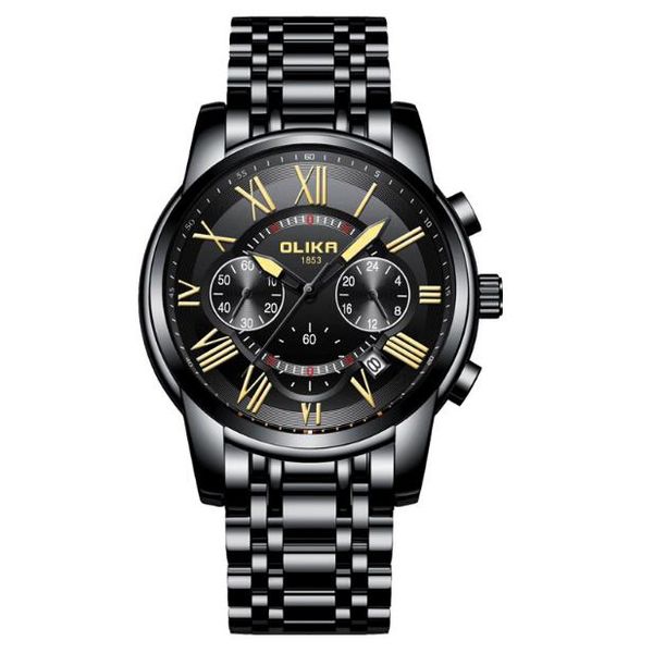 3 ultra-thin fashion men's black steel belt leisure sports luminous waterproof style three eyes watch month shows three small needle 24, Slivery;brown
3 ultra-thin fashion men's black steel belt leisure sports luminous waterproof style three eyes watch month shows three small needle 24, Slivery;brown