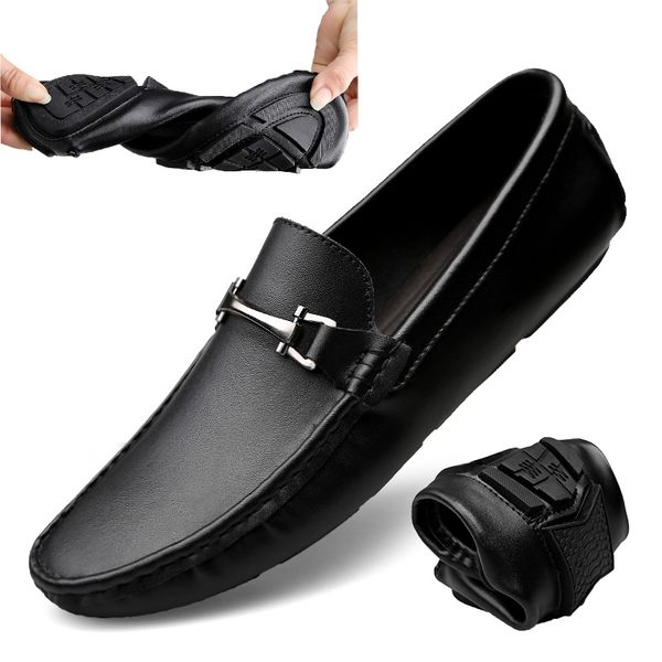 brand genuine leather loafers mens driving shoes summer casual slip-on flat moccasins male boat shoes, Black
brand genuine leather loafers mens driving shoes summer casual slip-on flat moccasins male boat shoes, Black