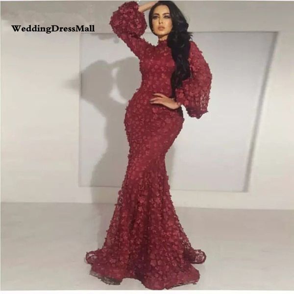 long sleeves high neck burgundy lace mermaid saudi arabic ladies evening dresses avondjurken custom made, Black;red
long sleeves high neck burgundy lace mermaid saudi arabic ladies evening dresses avondjurken custom made, Black;red