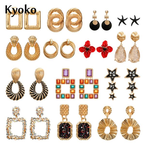 kyoko 2019 designs gold earrings geometric statement earrings metal vintage earring black red korean fashion for women jewelry, Golden;silver
kyoko 2019 designs gold earrings geometric statement earrings metal vintage earring black red korean fashion for women jewelry, Golden;silver