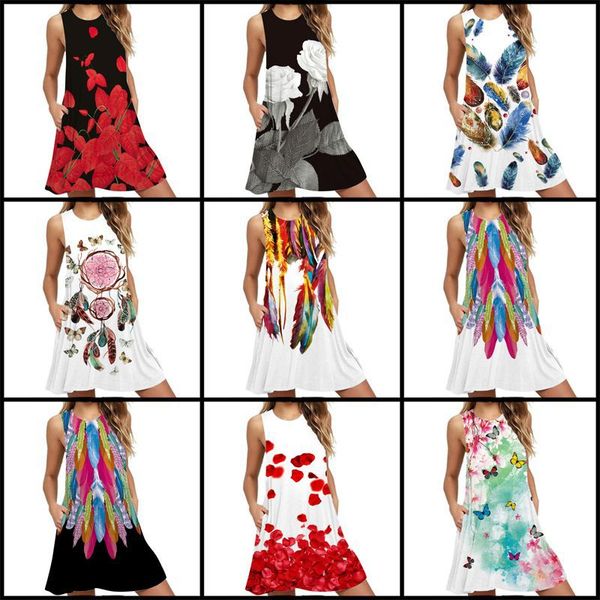 new digital printing sleeveless pocket strapless vest dress round neck slim girls ladies casual skirt summer, Black;gray
new digital printing sleeveless pocket strapless vest dress round neck slim girls ladies casual skirt summer, Black;gray