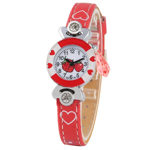 exquisite strawberry pattern arabic number dial quartz watch for girls leather strap wristwatch gift for kids, Blue
exquisite strawberry pattern arabic number dial quartz watch for girls leather strap wristwatch gift for kids, Blue
