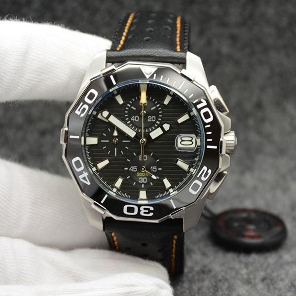 2020 44mm quartz battery satch mens watch watches black dial with black leather band and rotatable bezel with a ceramic ring, Slivery;brown
2020 44mm quartz battery satch mens watch watches black dial with black leather band and rotatable bezel with a ceramic ring, Slivery;brown