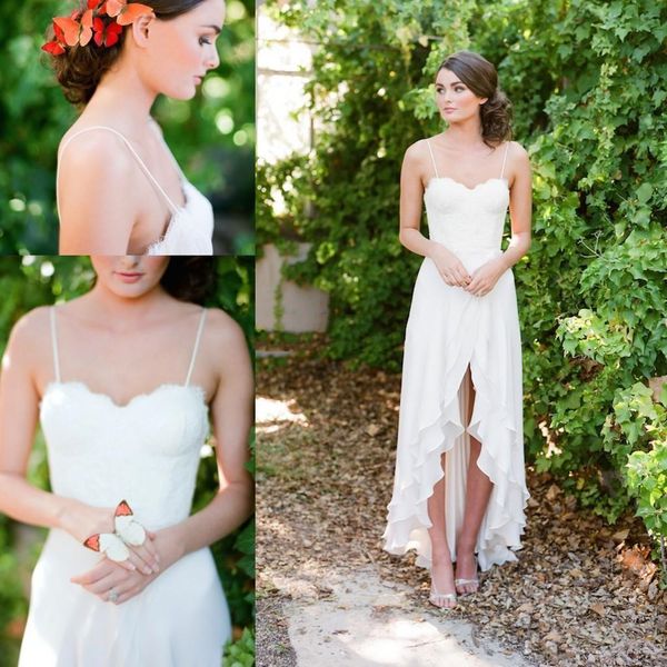 2020 simple boho chiffon wedding dresses spaghetti high low lace garden beach country bohemian bridal gowns, White
2020 simple boho chiffon wedding dresses spaghetti high low lace garden beach country bohemian bridal gowns, White