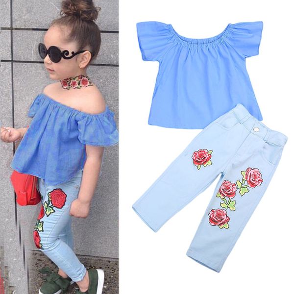 мода дети baby girl outfit наборы футболка tops + длинные брюки джинсы одежда set, White
мода дети baby girl outfit наборы футболка tops + длинные брюки джинсы одежда set, White