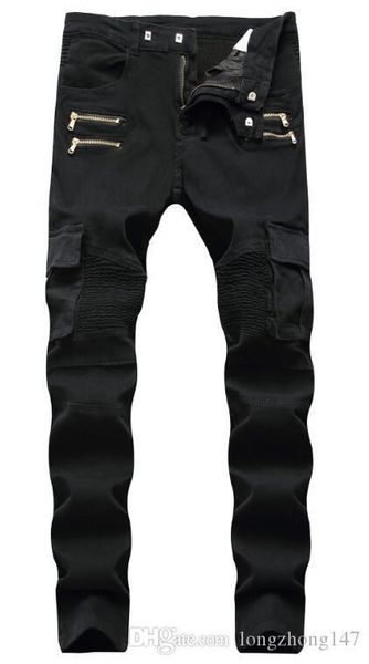 man's rippid jeans skinny jeans fit biker pants denim men fashion designer pleated pants man straight jeans hole casual pocket trousers, Blue
man's rippid jeans skinny jeans fit biker pants denim men fashion designer pleated pants man straight jeans hole casual pocket trousers, Blue