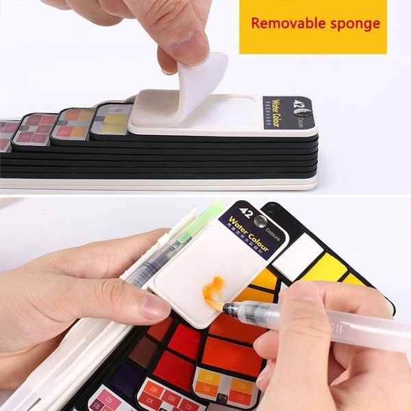 portable watercolor kit paint 18/25/33/42colors solid watercolor paint set with paintbrush pen portable water color other hand tools
portable watercolor kit paint 18/25/33/42colors solid watercolor paint set with paintbrush pen portable water color other hand tools