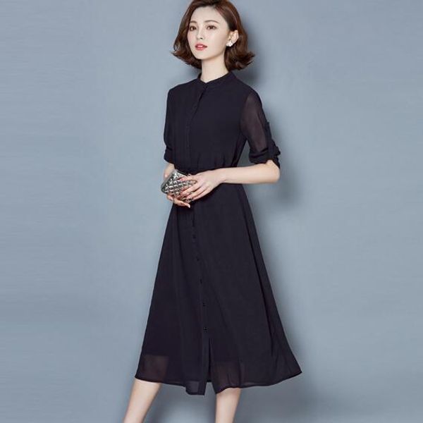 spring and summer lady pure color chiffon shirt collar long sleeve skirt is the latest version of sweet temperament ah395, Black
spring and summer lady pure color chiffon shirt collar long sleeve skirt is the latest version of sweet temperament ah395, Black