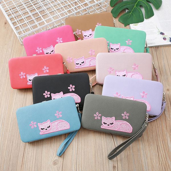 women leather long wallet mobile phone bag vintage cartoon cat purse gifts for girls zipper female card holder, Red;black
women leather long wallet mobile phone bag vintage cartoon cat purse gifts for girls zipper female card holder, Red;black