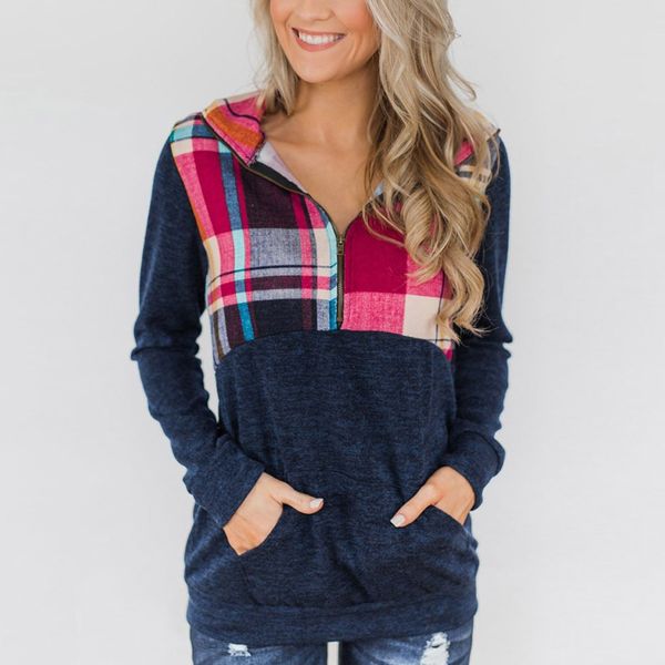 2018 autumn women hoodies long sleeve plaid print ladies hooded sweatshirt wrap zipper lattice female pullover blouse, Black
2018 autumn women hoodies long sleeve plaid print ladies hooded sweatshirt wrap zipper lattice female pullover blouse, Black