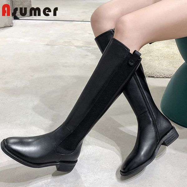 asumer 2020 new arrival knee high boots women genuine leather shoes square toe autumn winter fashion cool riding boots woman, Black
asumer 2020 new arrival knee high boots women genuine leather shoes square toe autumn winter fashion cool riding boots woman, Black