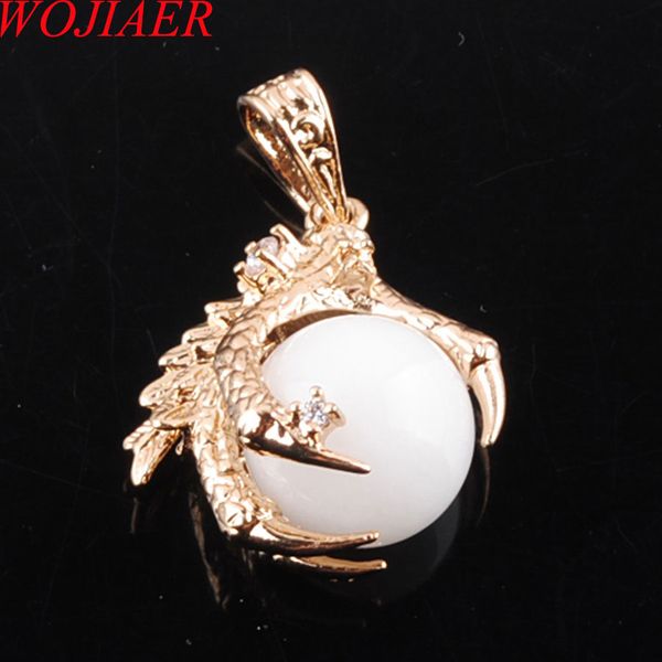 WOJIAER Natural Stone Pendant & Necklace White Jade Gem Stone Round Bead Dragon Claw Gold Jewelry N3102
WOJIAER Natural Stone Pendant & Necklace White Jade Gem Stone Round Bead Dragon Claw Gold Jewelry N3102