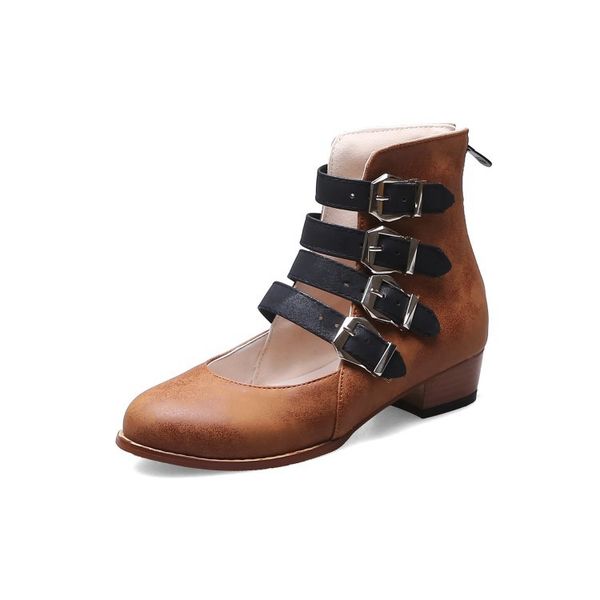 2019 new woman flat shoes booties pu round head shoes woman solid color belt buckle rear zipper women's spring boots size 34-39, Black
2019 new woman flat shoes booties pu round head shoes woman solid color belt buckle rear zipper women's spring boots size 34-39, Black