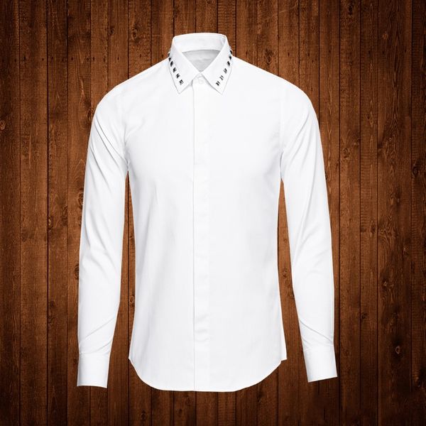 2019 men punk rivets beading solid dress shirt plus size spring autumn long sleeve white black slim fit business korean shirt
2019 men punk rivets beading solid dress shirt plus size spring autumn long sleeve white black slim fit business korean shirt