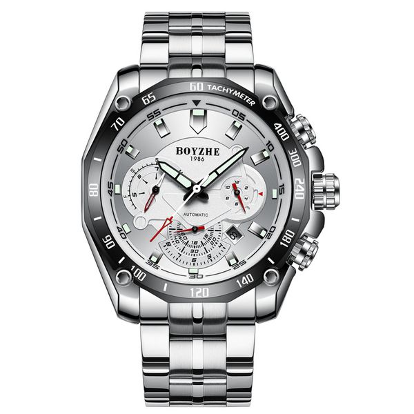 automatic mechanical watch men's relogio male fashion stainless steel watch waterproof luminous clock month calendar week, Slivery;brown
automatic mechanical watch men's relogio male fashion stainless steel watch waterproof luminous clock month calendar week, Slivery;brown