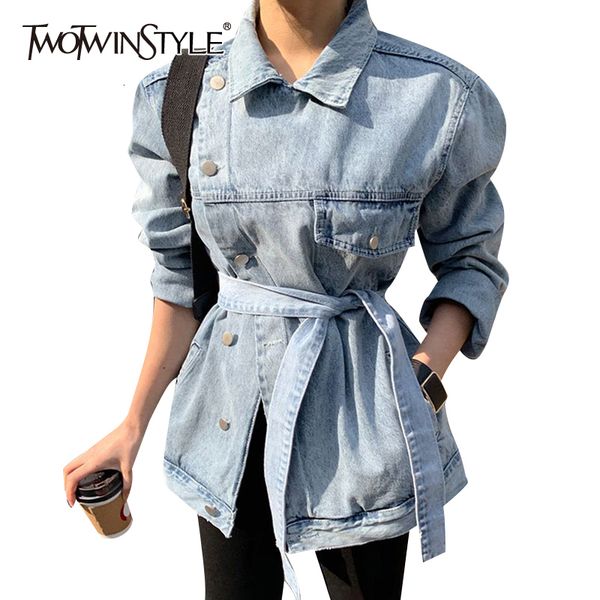 twotwinstyle casual asymmetrical denim women coats lapel collae long sleeve high waist lace up irregular jackets female fashion, Black;brown
twotwinstyle casual asymmetrical denim women coats lapel collae long sleeve high waist lace up irregular jackets female fashion, Black;brown