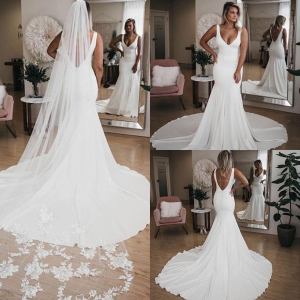 simple beach wedding dresses v neck mermaid sleeveless backless plus size bridal dresses custom made vestido de noiva, White
simple beach wedding dresses v neck mermaid sleeveless backless plus size bridal dresses custom made vestido de noiva, White