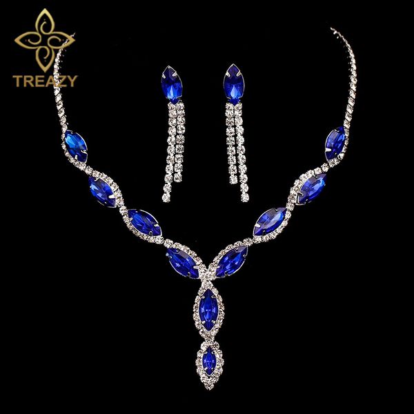 treazy fashion leaf tassel wedding jewelry sets royal blue crystal choker necklace earrings set bridal jewelry sets for women, Slivery;golden
treazy fashion leaf tassel wedding jewelry sets royal blue crystal choker necklace earrings set bridal jewelry sets for women, Slivery;golden