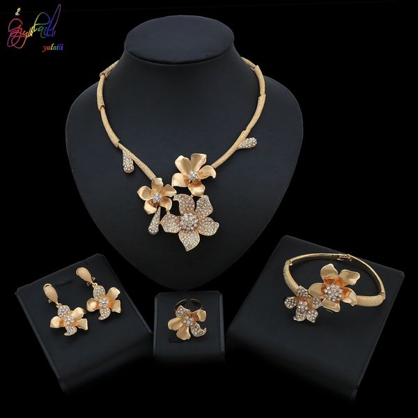 yulaili fashion crystal african flower jewelry sets gold color wedding bridal jewelry sets women necklace earrings bracelets jewellery, Black
yulaili fashion crystal african flower jewelry sets gold color wedding bridal jewelry sets women necklace earrings bracelets jewellery, Black