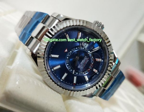 items elling 42mm sky-dweller blue dial 326934 m326934-0003 gmt workin 316l steel asia automatic mens watch watches, Slivery;brown