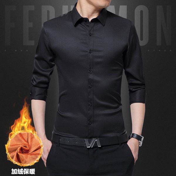 winter warm plush thick new mens shirt slim fit fashion long sleeve casual business shirts men dress shirts camisas, White;black
winter warm plush thick new mens shirt slim fit fashion long sleeve casual business shirts men dress shirts camisas, White;black