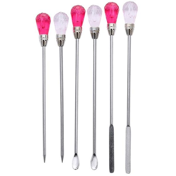 2 sets silicone resin mold tool set stirring needle spoon jewelry making kit, pink+rose red other hand tools 
2 sets silicone resin mold tool set stirring needle spoon jewelry making kit, pink+rose red other hand tools