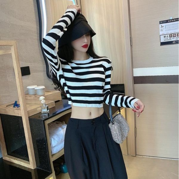 women dresses fashion striped short long-sleeved sweater high waist wide leg drape slimming cropped pants hong kong-style two-piece suit wom, White
women dresses fashion striped short long-sleeved sweater high waist wide leg drape slimming cropped pants hong kong-style two-piece suit wom, White