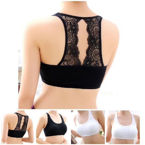 fashion women lace back bralette crop tank bra bustier padded seamless bra bs88, White
fashion women lace back bralette crop tank bra bustier padded seamless bra bs88, White