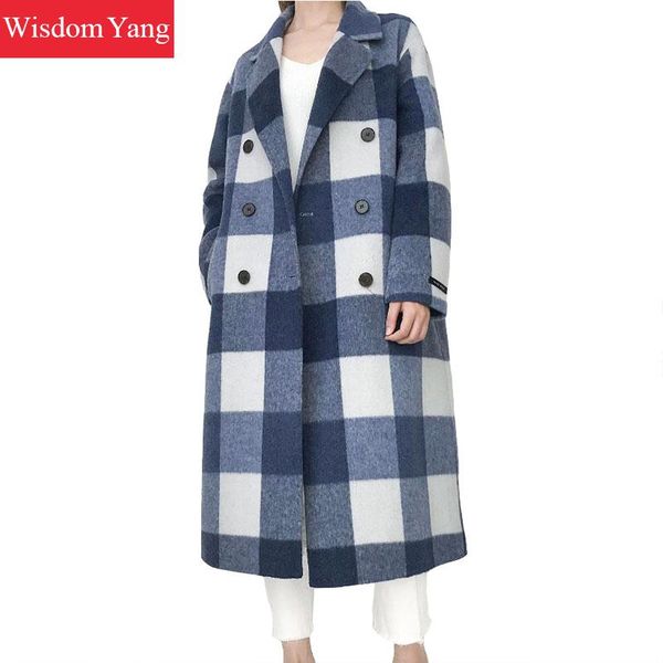 elegant winter warm coat blue camel plaid sheep wool loose korean coats plus long women oversize woolen overcoat lady outerwear, Black
elegant winter warm coat blue camel plaid sheep wool loose korean coats plus long women oversize woolen overcoat lady outerwear, Black