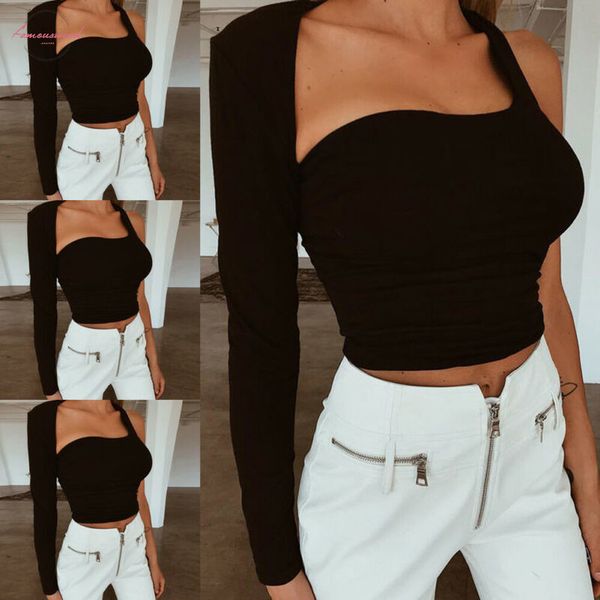 womens one shoulder crop long sleeves slim vest ladies hollow out bodycon backless clubwear tees, White
womens one shoulder crop long sleeves slim vest ladies hollow out bodycon backless clubwear tees, White