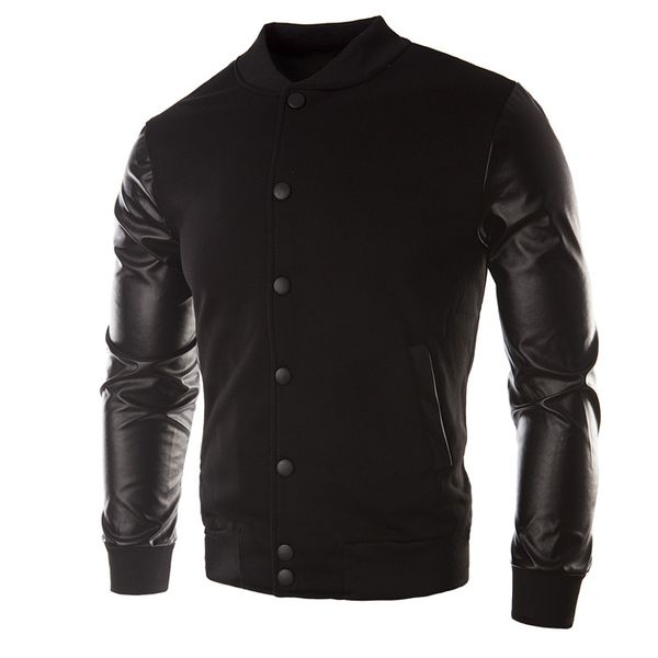 2017 jaqueta male leather patchwork hoodies button basic jacket autumn men's bomber jackets coats outerwear fashion spm8, Black;brown
2017 jaqueta male leather patchwork hoodies button basic jacket autumn men's bomber jackets coats outerwear fashion spm8, Black;brown