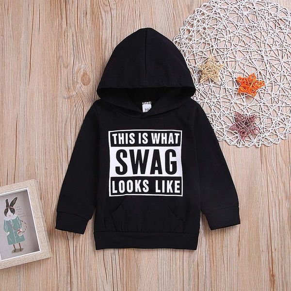 children kids boys girls long sleeves letter hooded sweatshirt clothes fashion baby clothes costume pour enfants, Black
children kids boys girls long sleeves letter hooded sweatshirt clothes fashion baby clothes costume pour enfants, Black