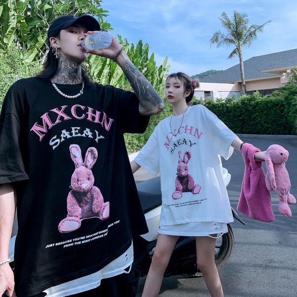 tide brand designer men luxury cartoon rabbit short-sleeved t-shirt men summer popular brand girl bf wind couple oversize loose drop shoulde, White;black
tide brand designer men luxury cartoon rabbit short-sleeved t-shirt men summer popular brand girl bf wind couple oversize loose drop shoulde, White;black