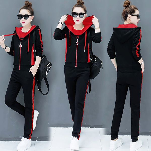 women sport suit sportswear spring leisure jogger running wokrout outfit set letter stripe printed hoodie jacket+sweatshirt+pant, Black;blue
women sport suit sportswear spring leisure jogger running wokrout outfit set letter stripe printed hoodie jacket+sweatshirt+pant, Black;blue