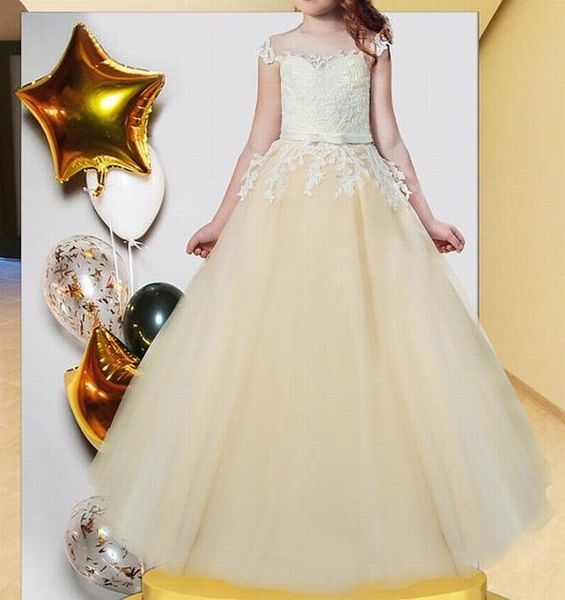 elegant beige satin tulle flower girl dress birthday kids gown junior graduation dresses xk51, Red;yellow
elegant beige satin tulle flower girl dress birthday kids gown junior graduation dresses xk51, Red;yellow